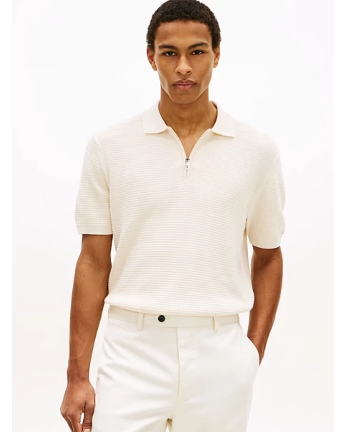 Ανδρική Μπλούζα Πλεκτή με γιακά Tommy Hilfiger MW0MW42798 Ivory POLO T-SHIRTS Ανδρική Μπλούζα Πλεκτή με γιακά Tommy Hilfiger MW0MW42798 Ivory POLO T-SHIRTS