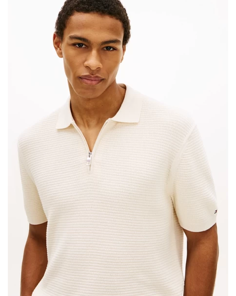 Ανδρική Μπλούζα Πλεκτή με γιακά Tommy Hilfiger MW0MW42798 Ivory