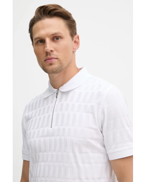 Ανδρική Λευκή Πόλο Μπλούζα με φερμουάρ Karl Lagerfeld 745008 562203