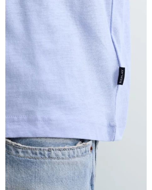 Ανδρικό Λινό T-shirt Replay M3415.24038.583 T-SHIRTS Ανδρικό Λινό T-shirt Replay M3415.24038.583 T-SHIRTS