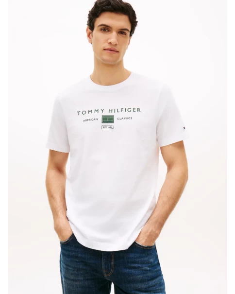 Ανδρικό T-Shirt Tommy Hilfiger MW0MW42365 White/Black/Blue Orbit T-SHIRTS