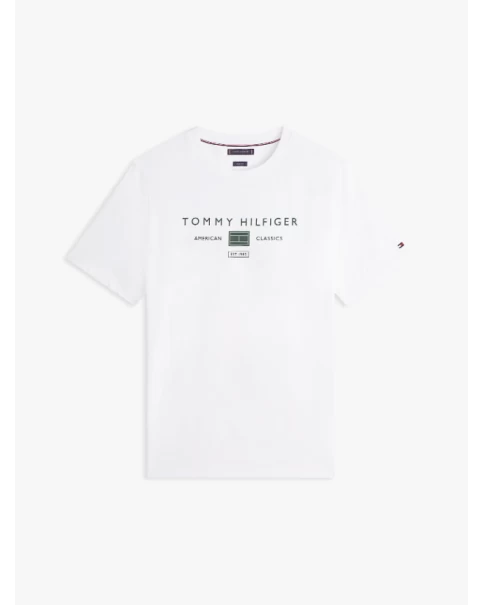 Ανδρικό T-Shirt Tommy Hilfiger MW0MW42365 White/Black/Blue Orbit T-SHIRTS