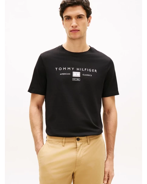 Ανδρικό T-Shirt Tommy Hilfiger MW0MW42365 White/Black/Blue Orbit T-SHIRTS