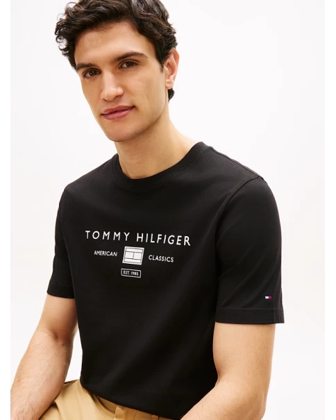 Ανδρικό T-Shirt Tommy Hilfiger MW0MW42365 White/Black/Blue Orbit T-SHIRTS