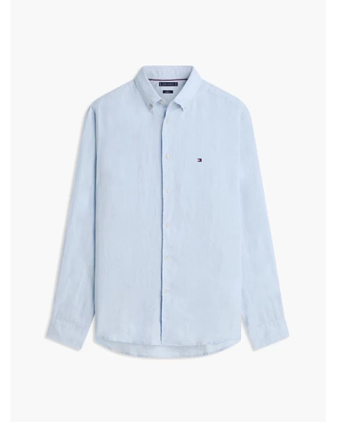 Ανδρικό Λινό Πουκάμισο Tommy Hilfiger MW0MW41530 Breezy Blue/White Ανδρικό Λινό Πουκάμισο Tommy Hilfiger MW0MW41530 Breezy Blue/White
