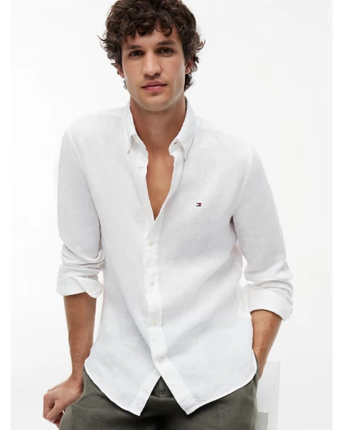 Ανδρικό Λινό Πουκάμισο Tommy Hilfiger MW0MW41530 Breezy Blue/White Ανδρικό Λινό Πουκάμισο Tommy Hilfiger MW0MW41530 Breezy Blue/White