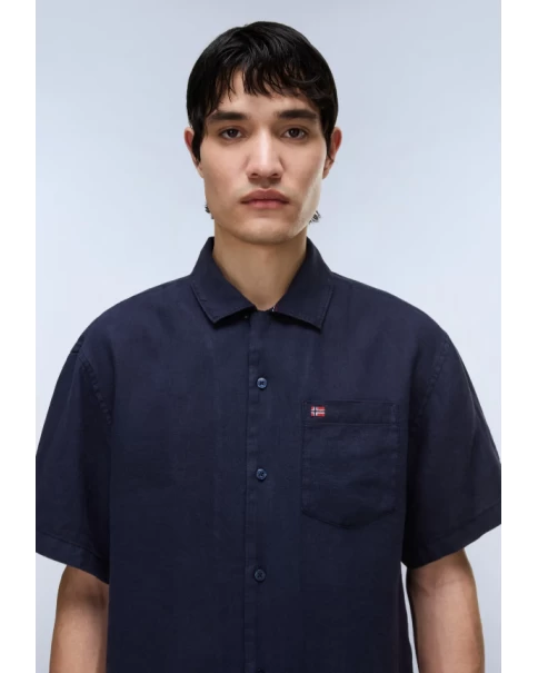 Ανδρικό Λινό Πουκάμισο Napapijri G-Linen NP0A4G5UB9A1 SHORT SLEEVE SHIRTS Ανδρικό Λινό Πουκάμισο Napapijri G-Linen NP0A4G5UB9A1 SHORT SLEEVE SHIRTS