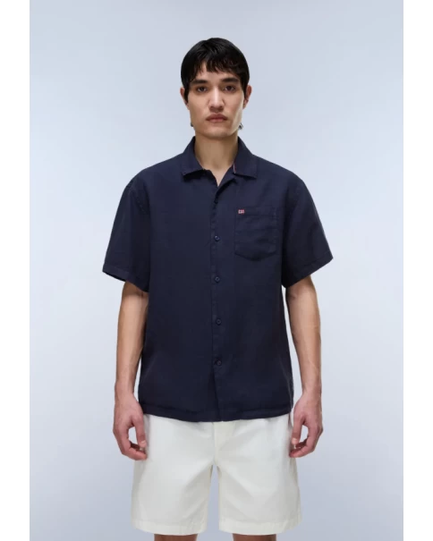 Ανδρικό Λινό Πουκάμισο Napapijri G-Linen NP0A4G5UB9A1 SHORT SLEEVE SHIRTS Ανδρικό Λινό Πουκάμισο Napapijri G-Linen NP0A4G5UB9A1 SHORT SLEEVE SHIRTS