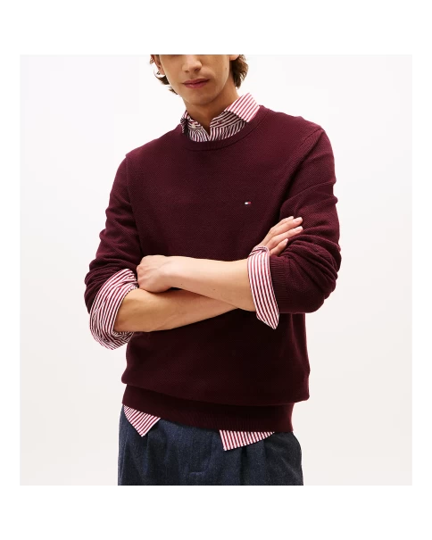 Ανδρικό Βαμβακερό Πλεκτό Tommy Hilfiger MW0MW36347 Burgundy ΠΛΕΚΤΑ Ανδρικό Βαμβακερό Πλεκτό Tommy Hilfiger MW0MW36347 Burgundy ΠΛΕΚΤΑ