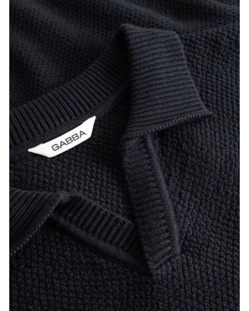 Ανδρικό Πλεκτό με V Gabba 12314 Blue Black KNITWEAR Ανδρικό Πλεκτό με V Gabba 12314 Blue Black KNITWEAR