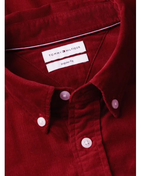 Ανδρικό Πουκάμισο Κοτλέ Tommy Hilfiger MW0MW40486 Autumn Red LONG SLEEVE SHIRTS