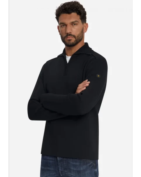 Ανδρικό Πουλόβερ Half Zip No Excess 33210920 Black ΠΛΕΚΤΑ Ανδρικό Πουλόβερ Half Zip No Excess 33210920 Black ΠΛΕΚΤΑ